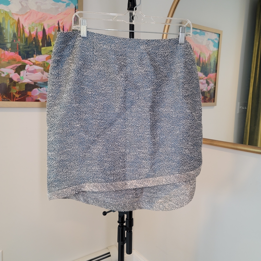 NWT Elie Tahari Asymmetrical Blue and White Skirt Size 14